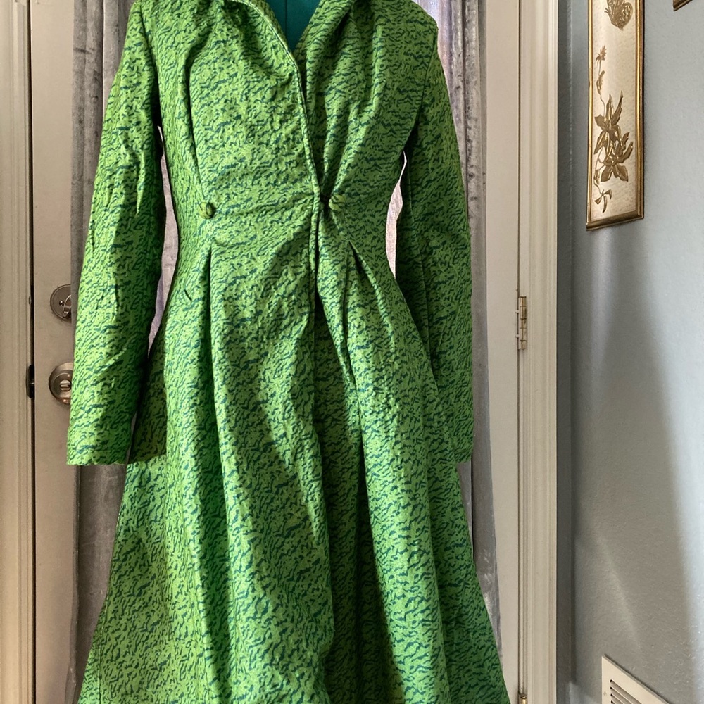 Green faux velvet The Undoing hooded jacket- y2k!!